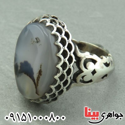 انگشتر عقیق شجری طبیعی قائن مردانه خاص _کد:29462