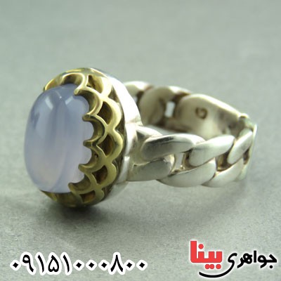 انگشتر عقیق یمنی کبود مردانه خوشرنگ خاص _کد:29471