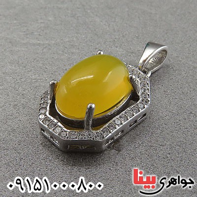 گردنبند عقیق شرف الشمس رودیوم زنانه خاص و خوشرنگ _کد:29473