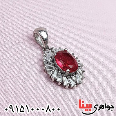 گردنبند یاقوت سرخ صنعتی زنانه رودیوم خوشرنگ