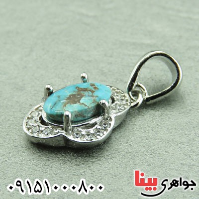 گردنبند فیروزه نیشابوری رودیوم خاص زنانه
