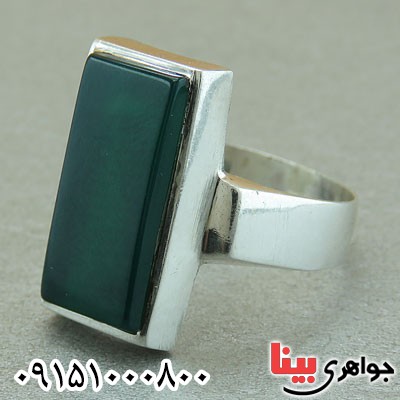 انگشتر عقیق سبز مردانه همراه با حرز _کد:29497
