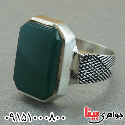 انگشتر عقیق سبز مردانه عالی همراه با حرز _کد:29499
