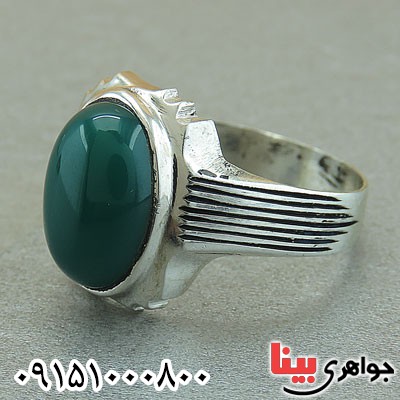 انگشتر عقیق سبز زیبا حرز دار _کد:29505