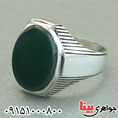 انگشتر عقیق سبز مردانه شیک و زیبا حرز دار _کد:29516