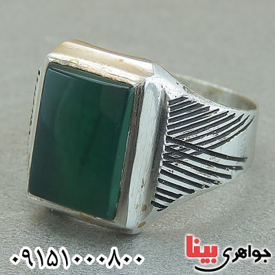 انگشتر عقیق سبز شیک و خاص مردانه حرز دار