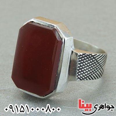 انگشتر عقیق قرمز خاص و خوشرنگ مردانه همراه با حرز _کد:29541