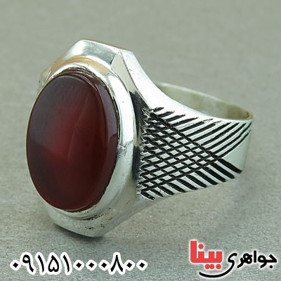 انگشتر عقیق قرمز همراه با حرز مردانه خوشرنگ _کد:29543