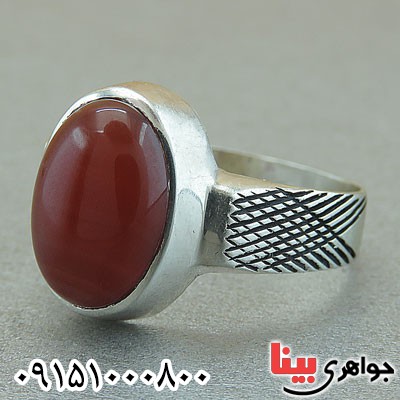 انگشتر عقیق قرمز خوشرنگ خاص مردانه حرز دار _کد:29545