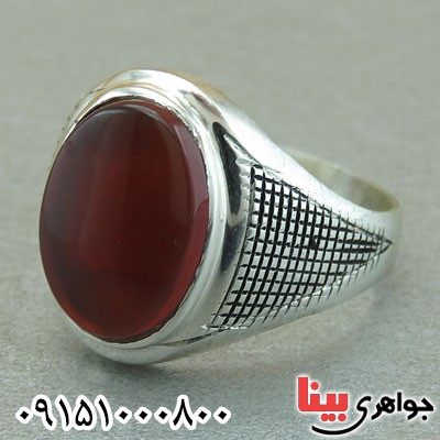 انگشتر عقیق قرمز عالی خوشرنگ مردانه خاص حرز دار _کد:29546
