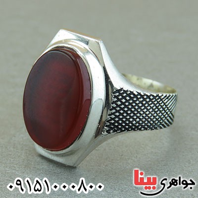 انگشتر عقیق قرمز خاص و شیک مردانه همراه با حرز _کد:29547