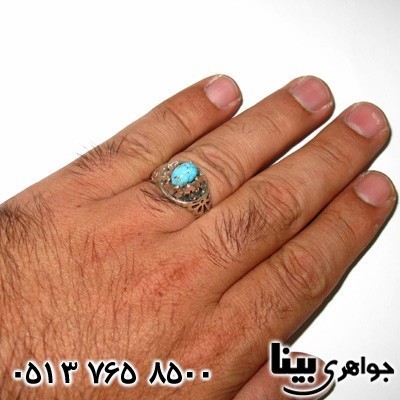 انگشتر فیروزه نیشابوری شجری اره کاری مردانه