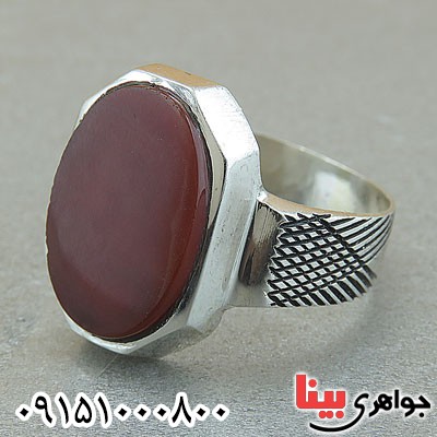 انگشتر عقیق قرمز مردانه عالی حرز دار _کد:29556