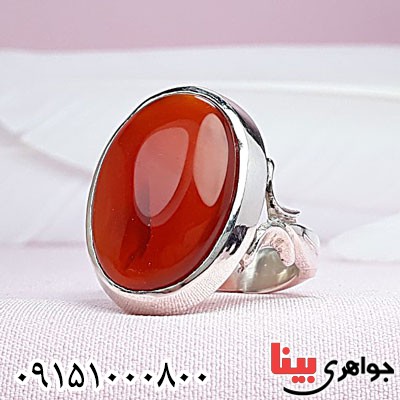 انگشتر عقیق یمنی سرخ مردانه دست ساز خوشرنگ و خاص _کد:29557