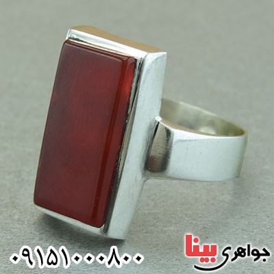 انگشتر عقیق قرمز عالی خوشرنگ مردانه خاص همراه با حرز _کد:29564