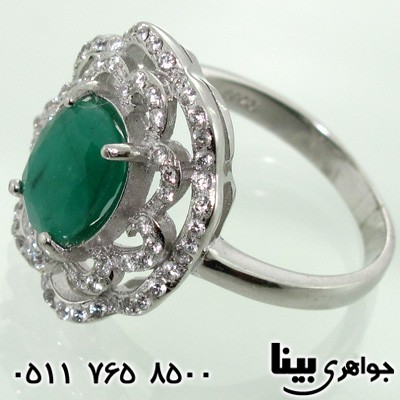انگشتر زمرد زنانه طرح گل