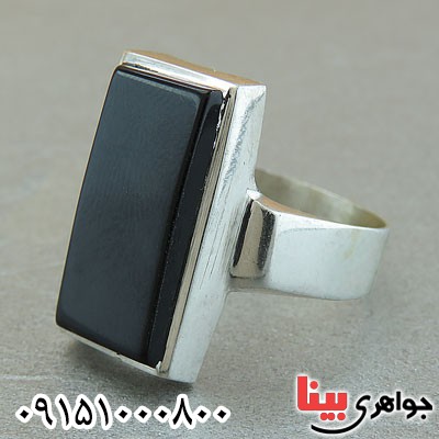 انگشتر عقیق سیاه (اونیکس) خاص مردانه عالی حرز دار _کد:29570