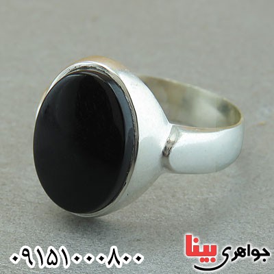 انگشتر عقیق سیاه (اونیکس) مردانه زیبا حرز دار خاص _کد:29584