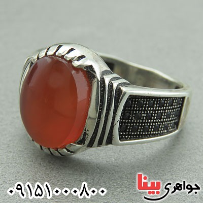 انگشتر عقیق یمنی میکروستینگ مردانه خوشرنگ _کد:29603