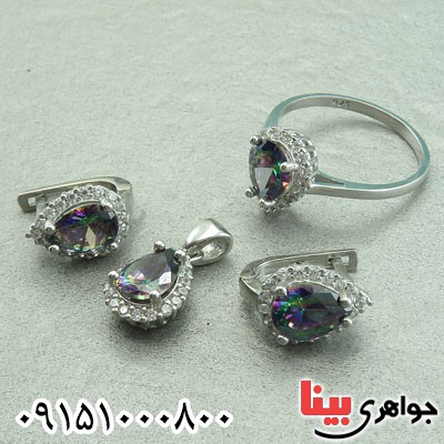 سرویس توپاز هفت رنگ صنعتی رودیوم خاص و زیبا _کد:29606