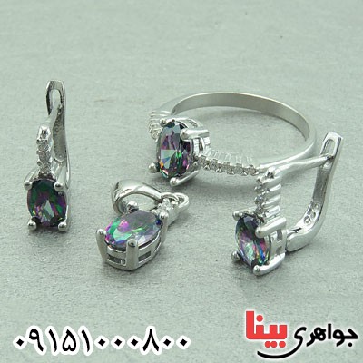 سرویس توپاز هفت رنگ رودیوم صنعتی خاص زنانه _کد:29610