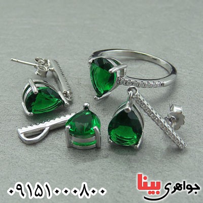 سرویس زمرد صنعتی زنانه رودیوم خوشرنگ _کد:29612