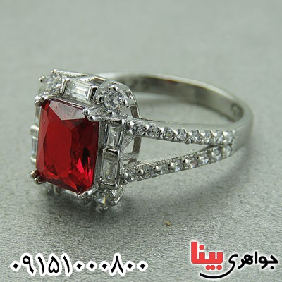 انگشتر یاقوت سرخ صنعتی رودیوم خوشرنگ زنانه _کد:29629