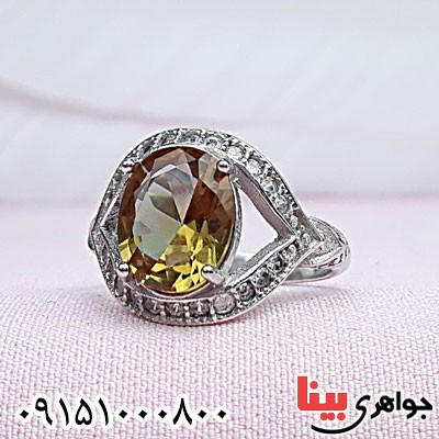 انگشتر الکساندریت زنانه رودیوم طرح چشم خاص