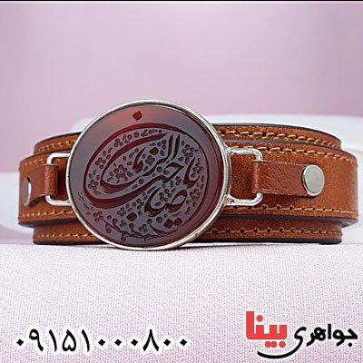 دستبند عقیق قرمز خطی با حکاکی یا صاحب الزمان _کد:29640
