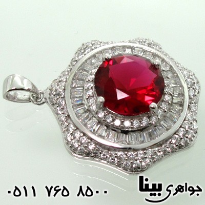 گردنبند نقره طرح یاقوت سرخ زنانه با شکوه