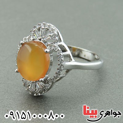 انگشتر عقیق یمنی رودیوم خاص شیک خوشرنگ _کد:29774