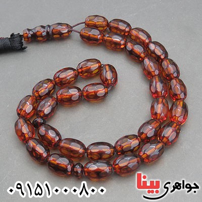 تسبیح کهربا بلونی 33 دانه ای فاخر و خوشرنگ _کد:29832
