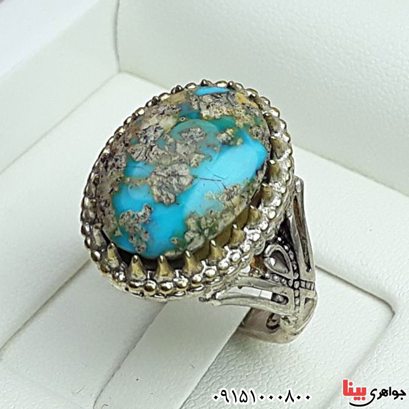 انگشتر فیروزه نیشابوری خاص و زیبا مردانه _کد:29835