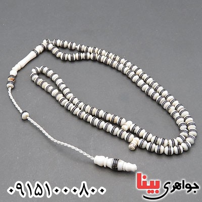 تسبیح عاج فیل نقره کوب فاخر و زیبا _کد:29841