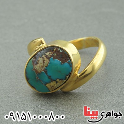 انگشتر فیروزه نیشابوری زنانه دست ساز زیبا با تربت و حرز _کد:29864