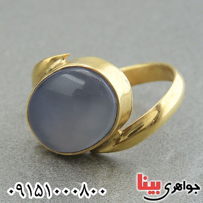انگشتر عقیق کبود دست ساز با تربت و حرز _کد:29866