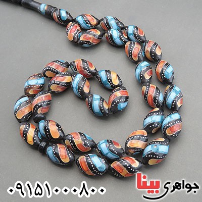 تسبیح کشکول (کوک) ۳۳ دانه ای با مرصع کهربا و فیروزه خاص _کد:29938