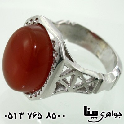 انگشتر عقیق یمنی مردانه شبکه کاری