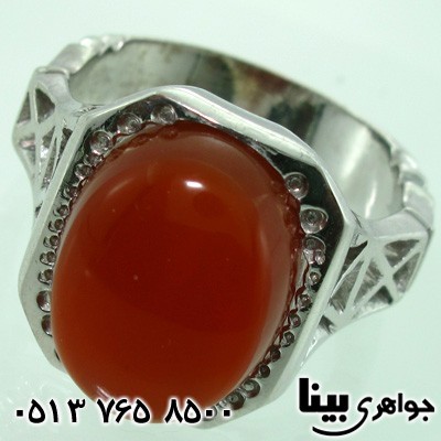 انگشتر عقیق یمنی مردانه شبکه کاری