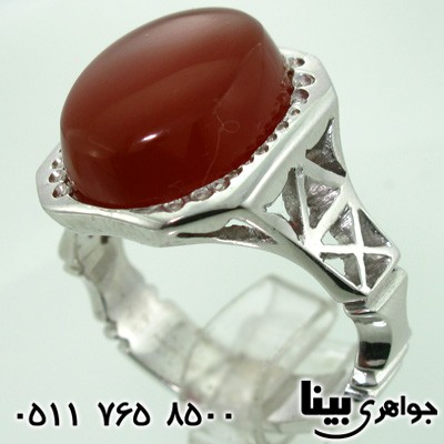 انگشتر عقیق یمنی مردانه شبکه کاری