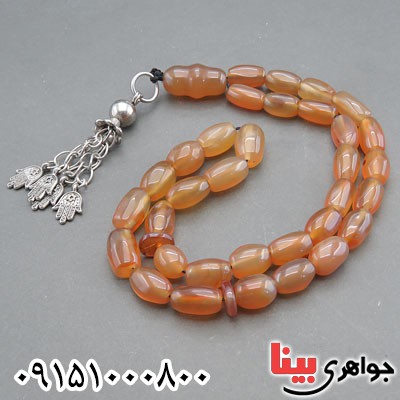 تسبیح عقیق یمنی 33 دانه ای خوشرنگ با شرابه ای خاص