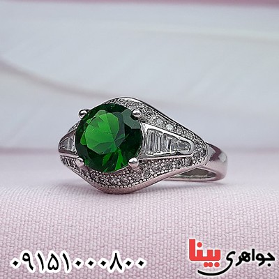 انگشتر زمرد رودیوم صنعتی خاص زنانه