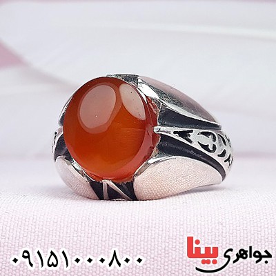 انگشتر عقیق یمنی سرخ خوشرنگ خاص مردانه