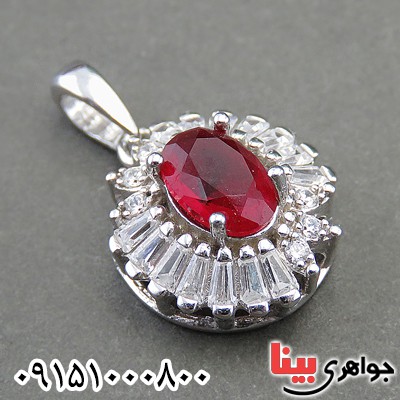 گردنبند یاقوت سرخ صنعتی رودیوم خوشرنگ و خاص زنانه _کد:30035