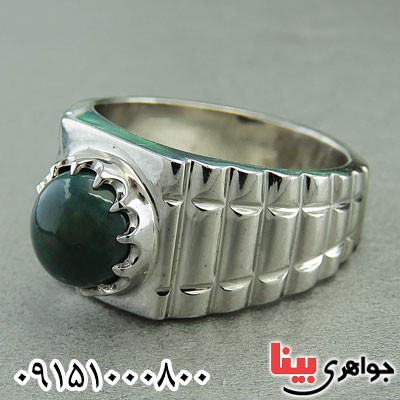 انگشتر اوپال مشکی مردانه رودیوم درشت دست ساز فاخر _کد:30056