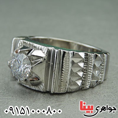 انگشتر الماس روسی (موزانایت) دست ساز رودیوم فاخر _کد:30071