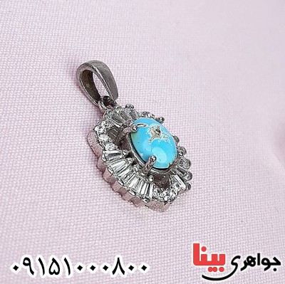 گردنبند فیروزه نیشابوری رودیوم خاص و شیک