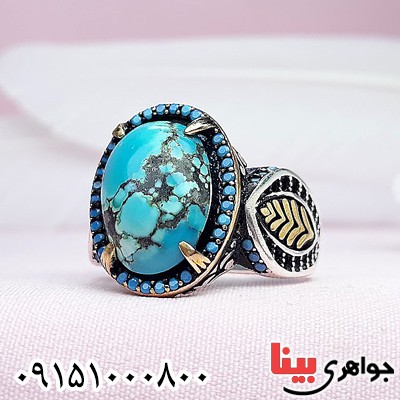 انگشتر فیروزه نیشابوری خوشرنگ مردانه عالی
