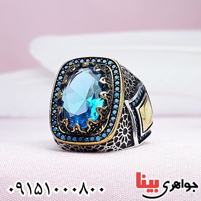 انگشتر توپاز صنعتی مردانه خاص و زیبا _کد:30116