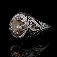انگشتر الماس روسی (موزانایت) فاخر رودیوم دست ساز دور الماس 